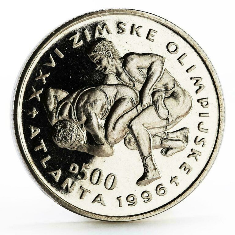 Read more about the article Bosnia and Herzegovina 500 dinara Atlanta Olympics Wrestlers nickel coin 1996