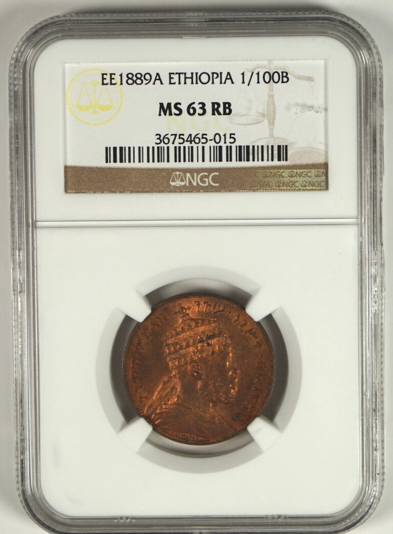 Read more about the article ETHIOPIA EE 1889A 1/100 BIRR NGC MS63RB 465015