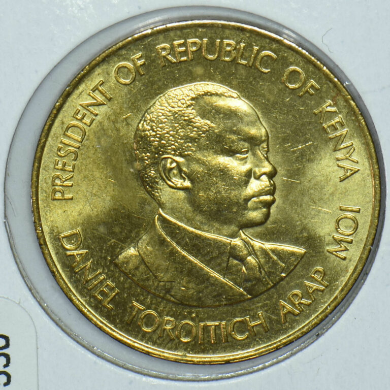 Read more about the article Kenya 1986 Daniel Toroitich Arap Moi 5 Cents Lions animal President Of Kenya 191