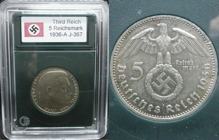 Read more about the article Nazi Silver Coin – 5 Reichsmark 1936-39 Swastika Third Reich Eagle WW2 Germany