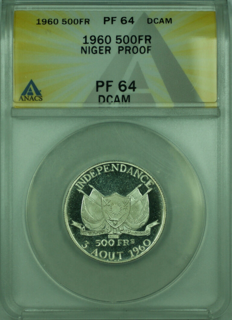 Read more about the article 1960 500FR Niger ANACS PF 64 DCAM Commemorative 500 Francs Silver Coin KM#5