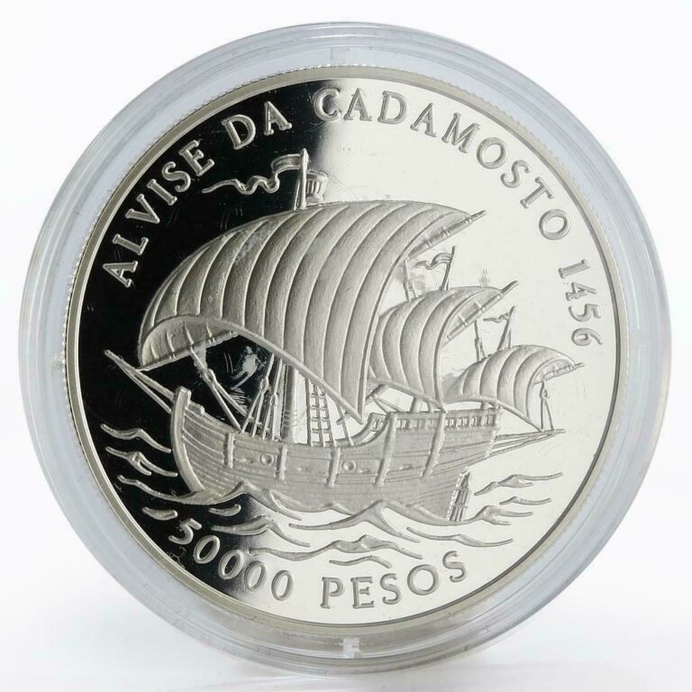 Read more about the article Guinea-Bissau 50000 pesos Alvise da Cadamosto ship silver coin 1996