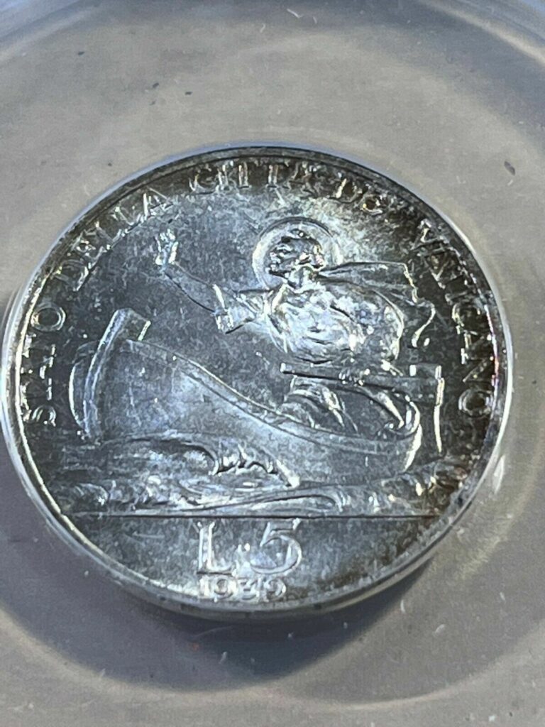 Read more about the article 1939 Vatican City 5 Lire Silver Coin Graded MS64 by ANACS!! Low Mintage!!