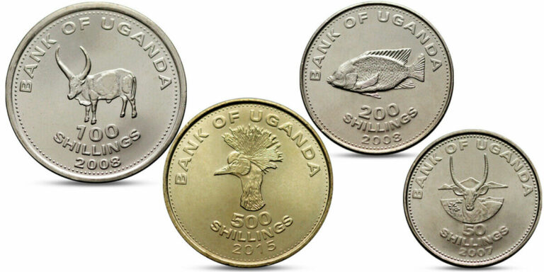 Read more about the article UGANDA 4 COINS SET 50  100  200  500 SHILLINGS ANIMALS 2007 2008 2015 UNC