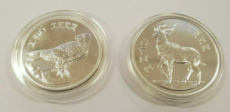 Read more about the article 2 Ethiopia .925 Silver Proof Coins-10 Birr Bearded Vulture  25 Birr Mtn Nyala *