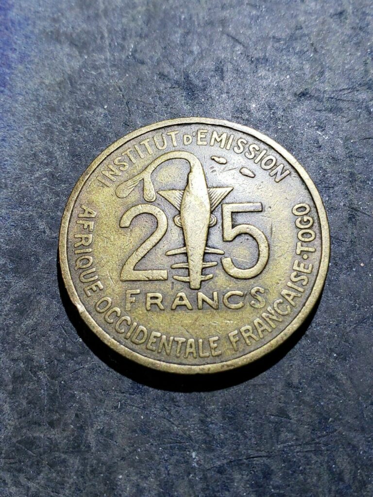 Read more about the article 1957 French West Africa 25 CFA Francs (Togo) Coin  #dec91