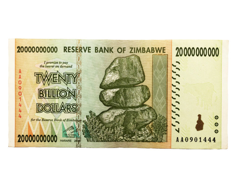 Read more about the article Zimbabwe One 20 Billion Dollar Bill Banknote Paper Money Currency Hyperinflation