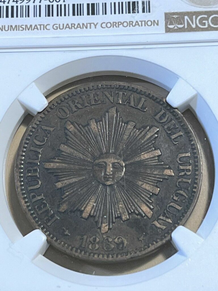 Read more about the article 1869-H Uruguay 4 Centesimos Graded XF45BN by NGC!!