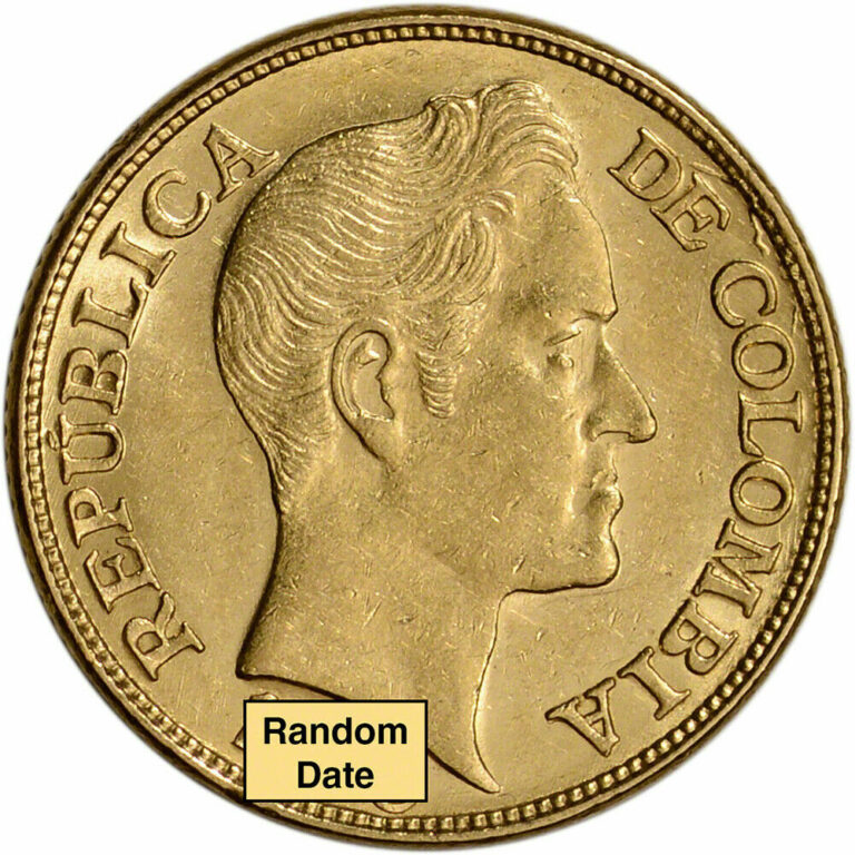 Read more about the article Colombia Gold 5 Pesos (.2355 oz) – AU/BU – 1919 – 1924 – Bolivar Large Head