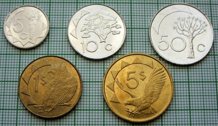 Read more about the article NAMIBIA 1993 – 1998 5 COINS SET  ALL UNC