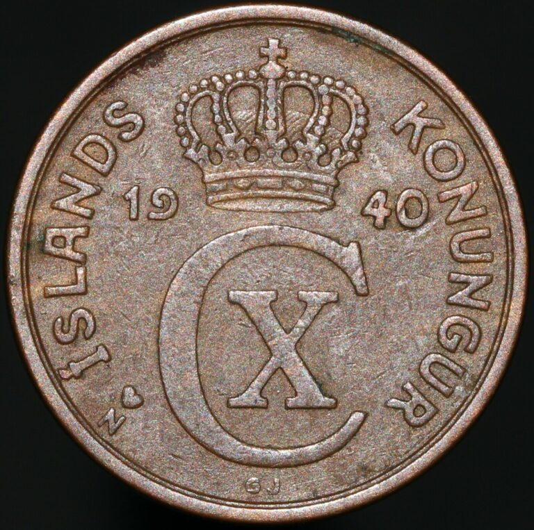 Read more about the article 1940 N; GJ | Iceland Christian X 2 Aurar | Bronze | Coins | KM Coins