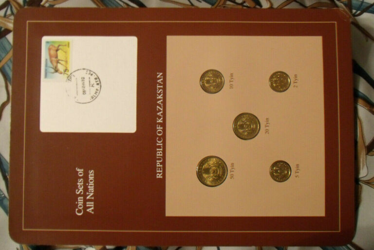 Read more about the article Coin Sets of All Nations Kazakhstan w/card 50  20  10  5  2 Tyin 1993 UNC