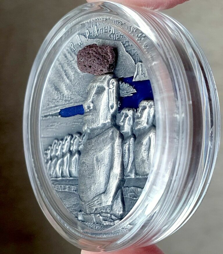 Read more about the article 2020 Cameroon 2000 Francs Rapa Nui Easter Island Lava 2 oz Silver Coin Box and COA