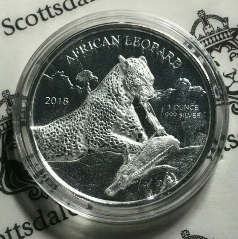 Read more about the article 2018 Republic of Ghana 1 Oz Silver 5 Cedis African Leopard Coin – BU In Capsule