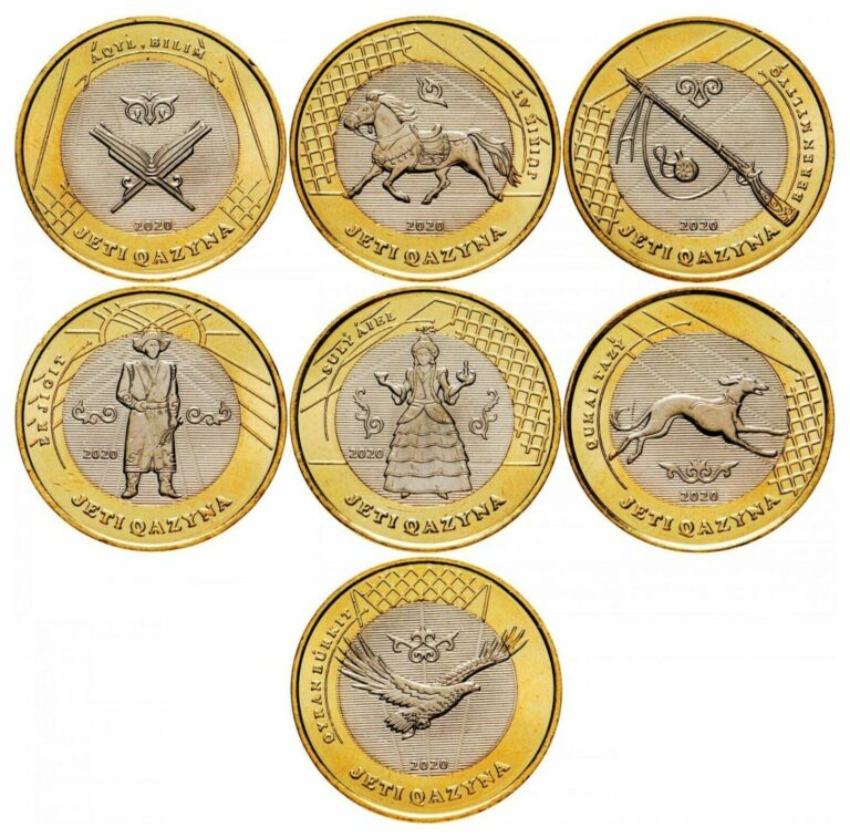 Read more about the article Kazakhstan: 100 tenge 2020. Treasures of Steppe (Jeti Qazna) Set of 7 coins. UNC