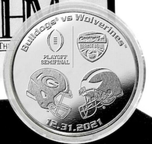 Read more about the article GEORGIA BULLDOGS V MICHIGAN WOLVERINES 2021 ORANGE BOWL OFFICIAL COIN CFP UGA #1