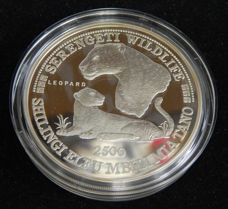 Read more about the article 1998 Tanzania 2500 Shilingi Leopard 5 oz Silver