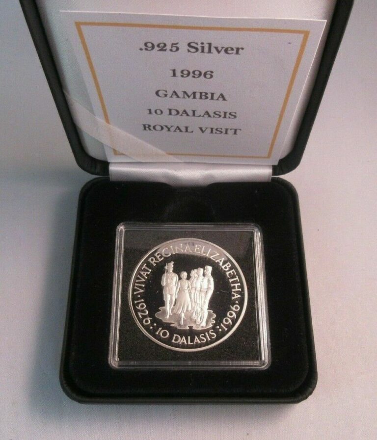 Read more about the article Royal Visit 1996 .925 Silver Proof 1oz Gambia 10 Dalasis Coin in Box/COA