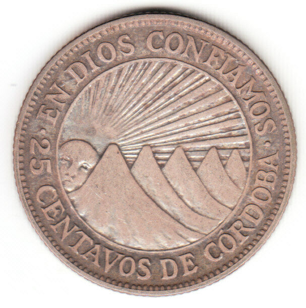 Read more about the article 1928 Nicaragua 25 centavos .800 SILVER. Mintage 200 000.