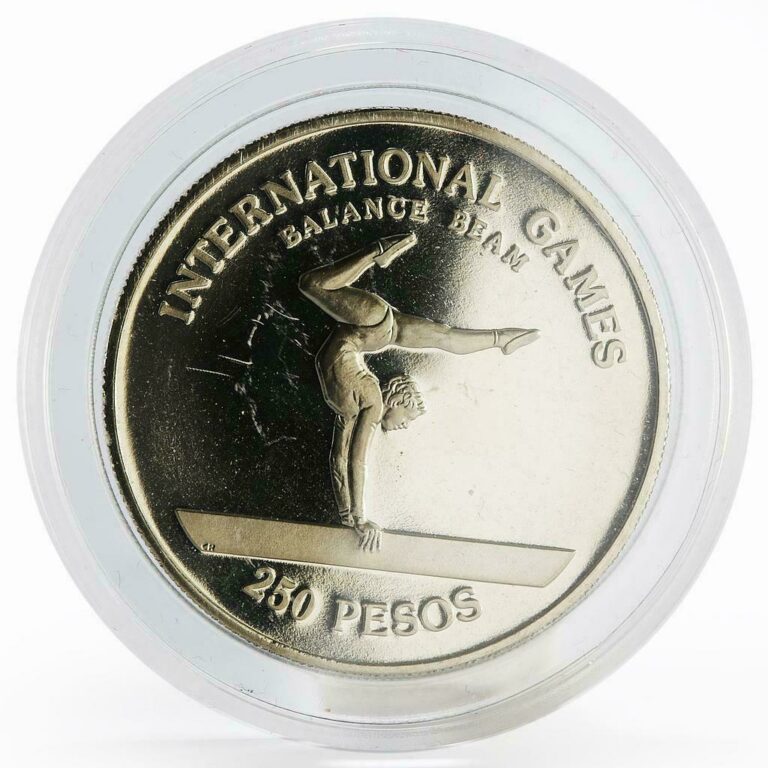 Read more about the article Guinea-Bissau 250 pesos International Games Balance Beam nickel coin 1984