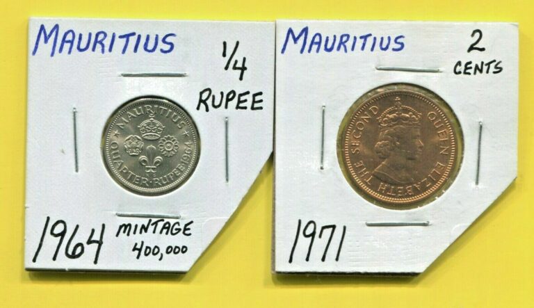 Read more about the article MAURITIUS – TWO FANTASTIC COINS  1964  1/4 RUPEE and 1971  2 CENTS