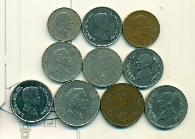 Read more about the article 10 DIFFERENT COINS from JORDAN (10 TYPES/7 DENOMINATIONS/1949-2009)