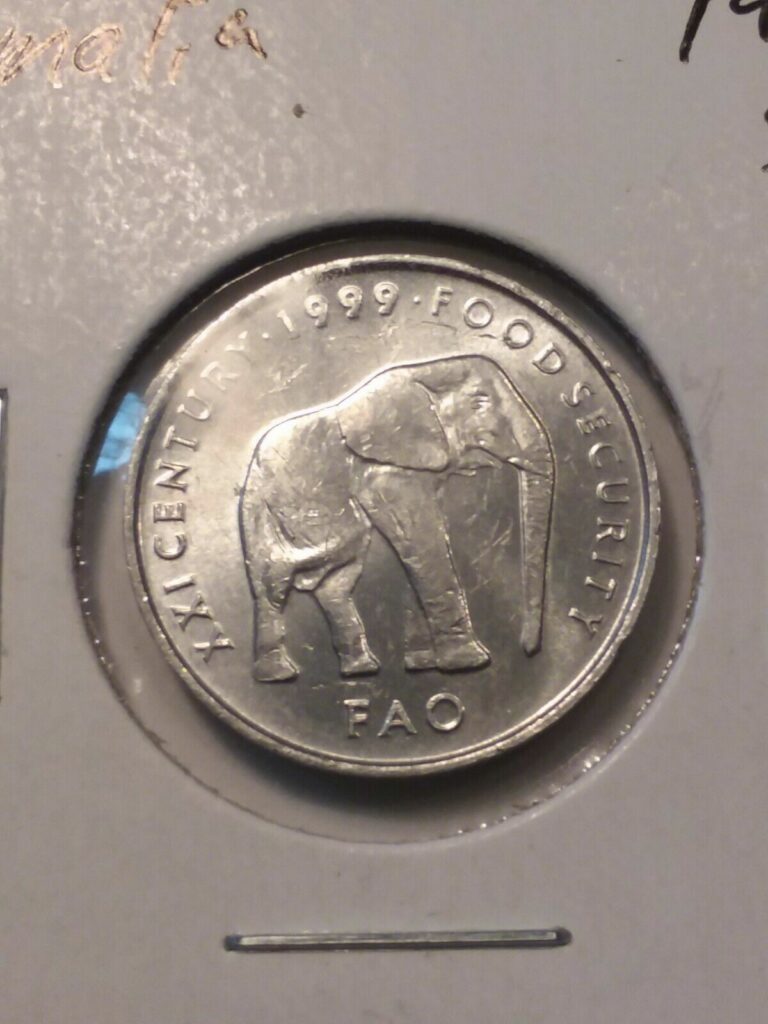 Read more about the article Somalia Republic 5 Shilling 1999 FAO Elephant