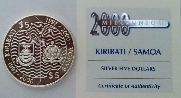 Read more about the article 2000 Samoa / Kiribati Proof Silver $5 Millennium Coin With COA