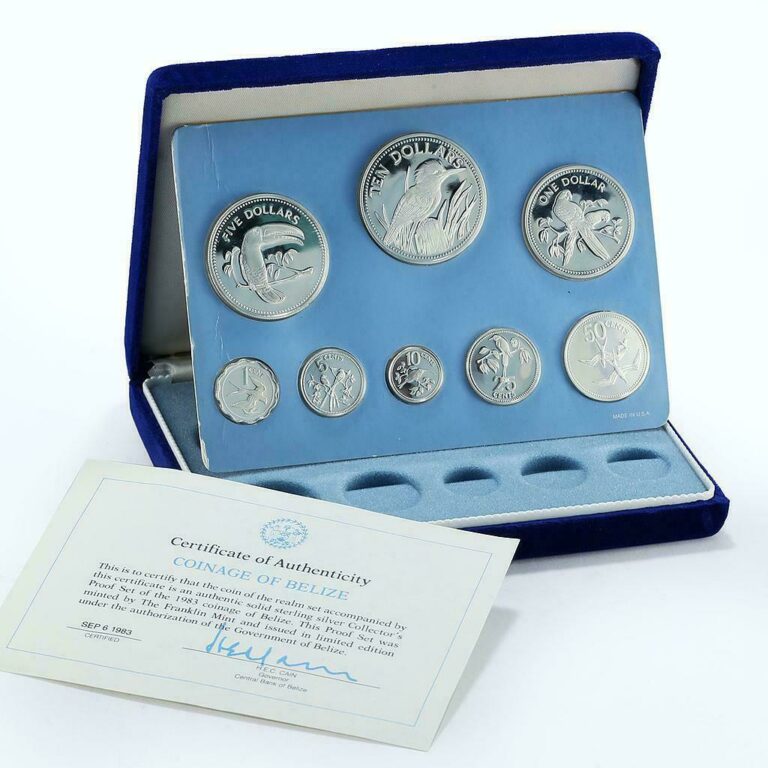 Read more about the article Belize set of 8 coins Belizian Birds Fauna proof silver coins 1983