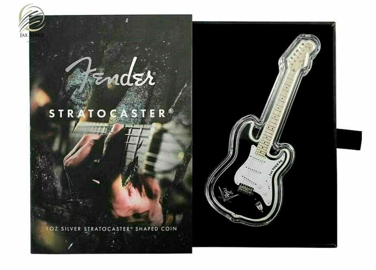 Read more about the article 🎸FENDER Guitar 75th Anniversary 1 Oz Silver Coin 2$ Solomon Islands 2021 w OGP