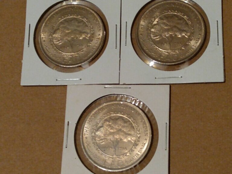 Read more about the article 1969 JORDAN 1/4 DINAR FAO UNC (3 COINS)
