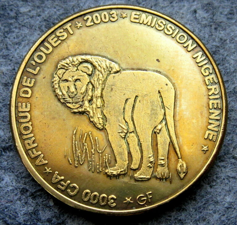 Read more about the article NIGER 2003 2 AFRICA or 3000 CFA COIN  LION  IDAO COINAGE