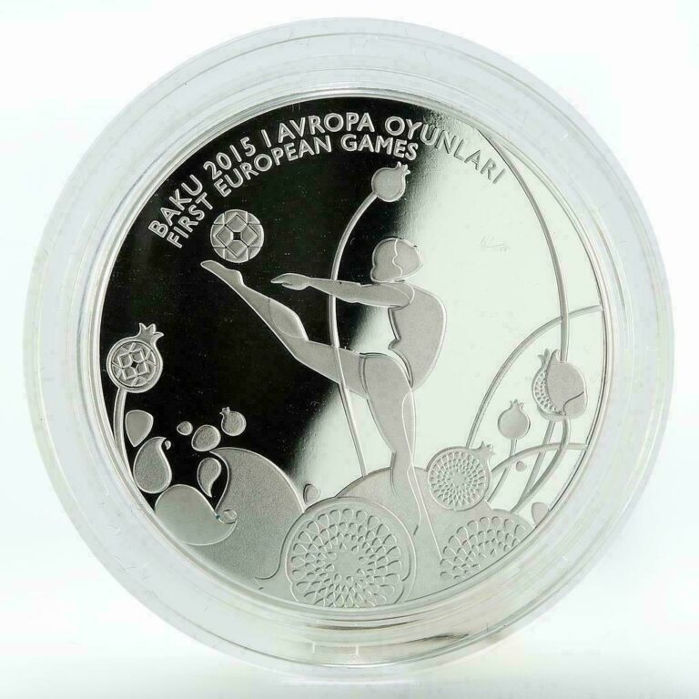 Read more about the article 5 manat Azerbaijan European Games in Baku Gymnastics Proof silver coin 2015