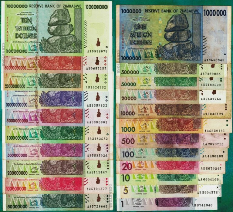 Read more about the article 10 Trillion Zimbabwe Dollars Set 20 Different Banknotes 50 Billion 100 Million +