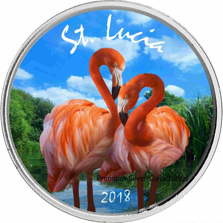 Read more about the article 2018 St Lucia Flamingo 1 Ounce Pure Silver Colorized E8 Coin Series!