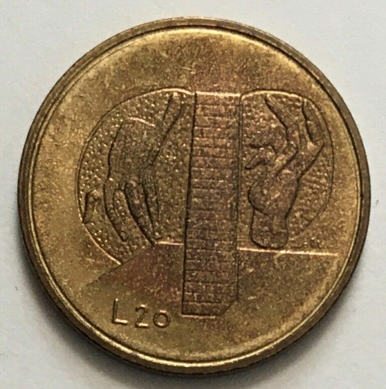 Read more about the article San Marino 1976 20 Lire – Labor Hands and Wall – Uncirculated