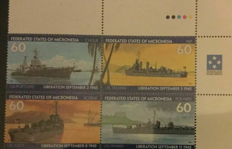 Read more about the article Micronesia 5 minisheets: Liberation; stamp/coin Expos; tourism; Moon Walk Anniv.