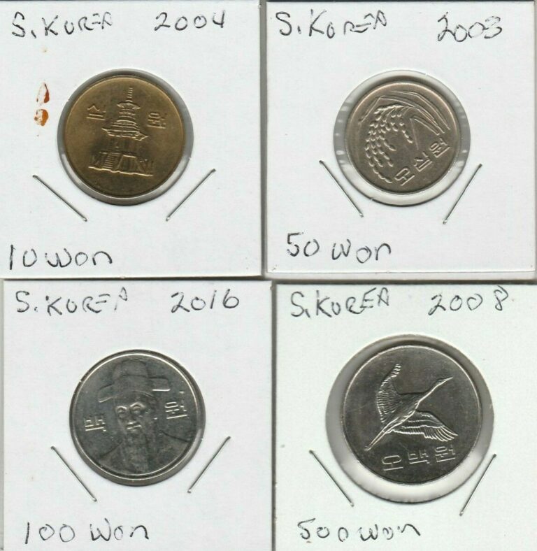 Read more about the article 4 DIFFERENT COINS FROM SOUTH KOREA   in 2×2 HOLDERS