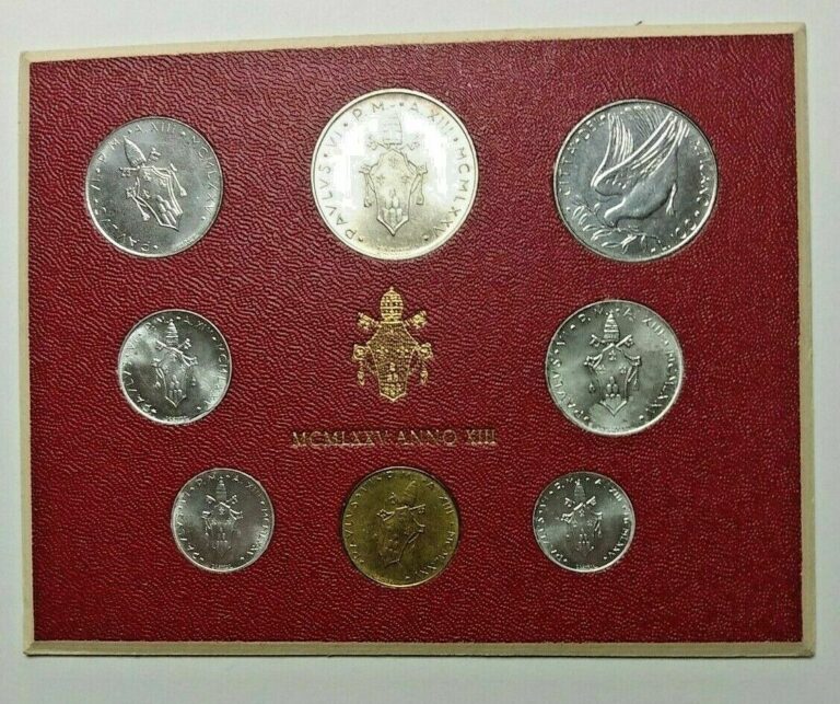 Read more about the article 1975 Vatican City Divisional Year XIII Coins Set. With Silver 500 Lire Pavlvs VI