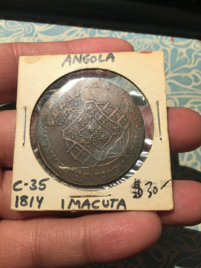 Read more about the article Angola 1814  Macuta Copper Coin –  Portuguese Colony Africa