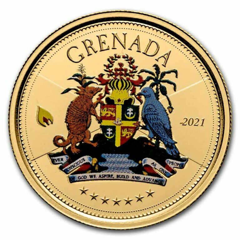 Read more about the article 2021 Grenada 1 oz Gold Coat of Arms (Colorized) – SKU#242230