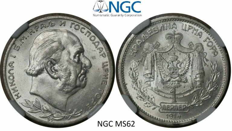 Read more about the article NGC Montenegro MS 62 1914 1 Perper Unc Silver Coin Full Luster Rare in Unc