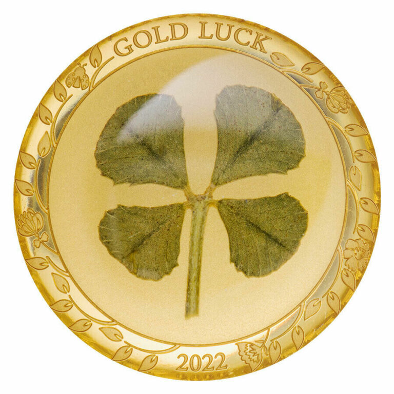 Read more about the article 2022 Palau Four Leaf Clover Gold Luck 1g Gold Proof $1 Coin GEM Capsule
