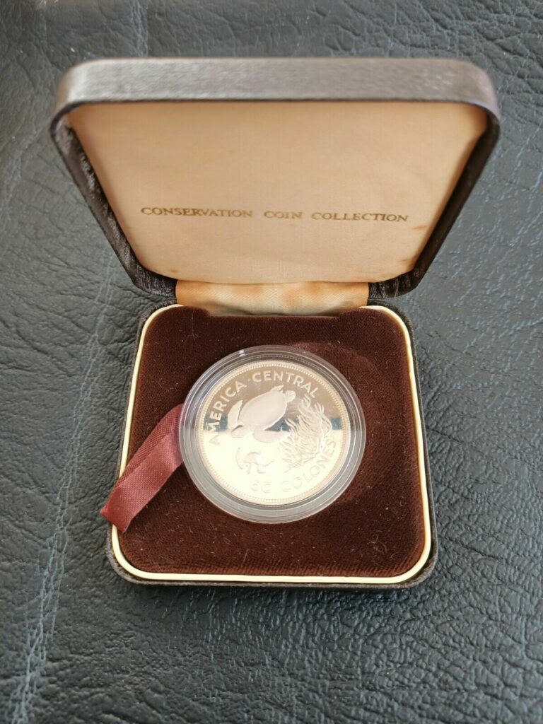 Read more about the article Costa Rica 1974 Green Sea Turtle 50 Colones Silver Proof WWF Conservation Coin