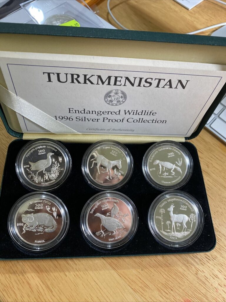 Read more about the article 1996 Turkmenistan 500 Manat 6 coin silver set