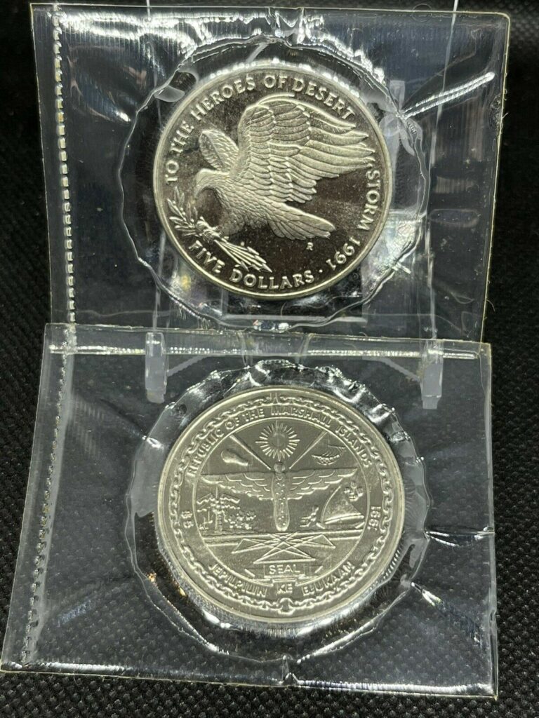 Read more about the article (2) $5 Dollar 1991 Marshall Islands Uncirculated World Coins Desert Storm Heroes