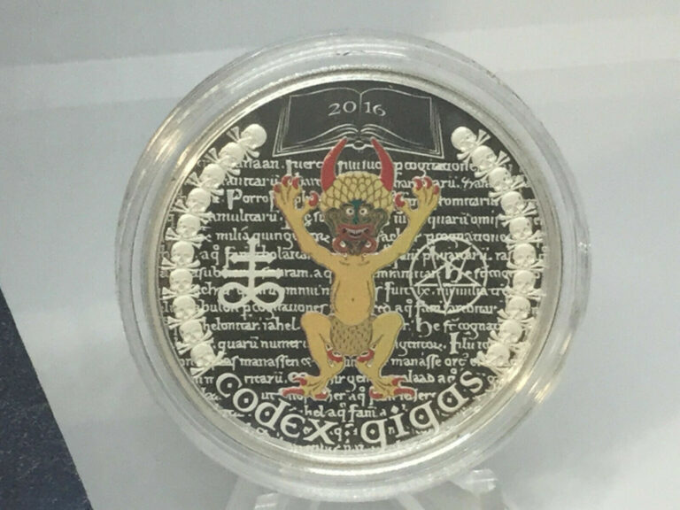 Read more about the article 2016 CODEX GIGAS “The Dark Side” 1oz Silver Coin Equatorial Guinea DEVIL’S BIBLE