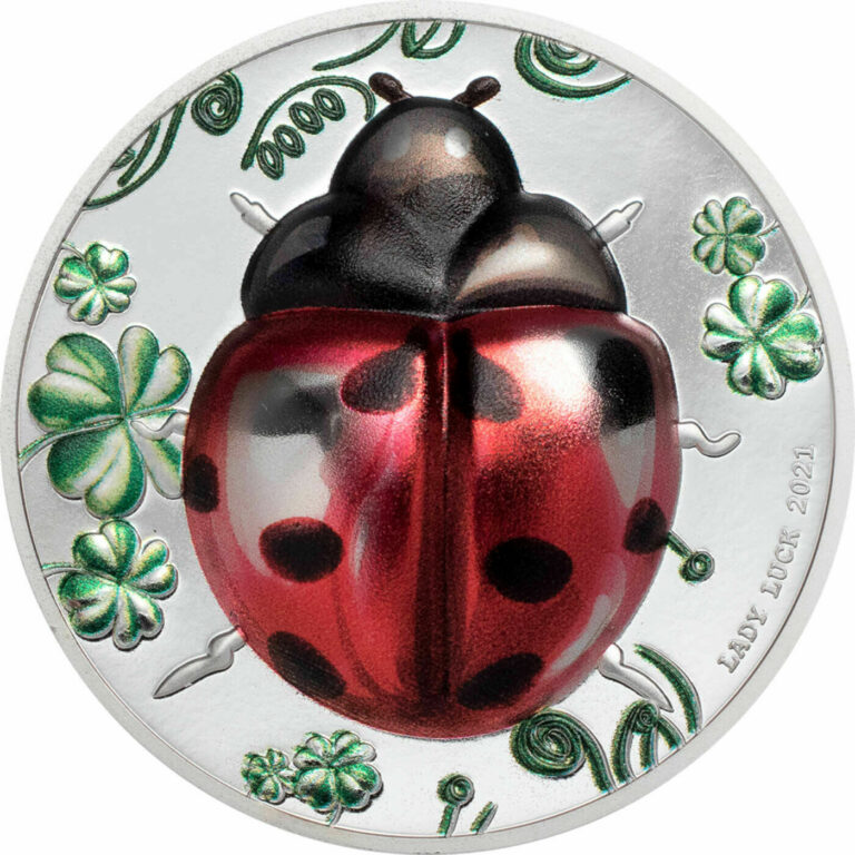 Read more about the article LADY LUCK – Ultra High Relief 1oz Silver Proof Ladybug Coin – 2021 Palau $5