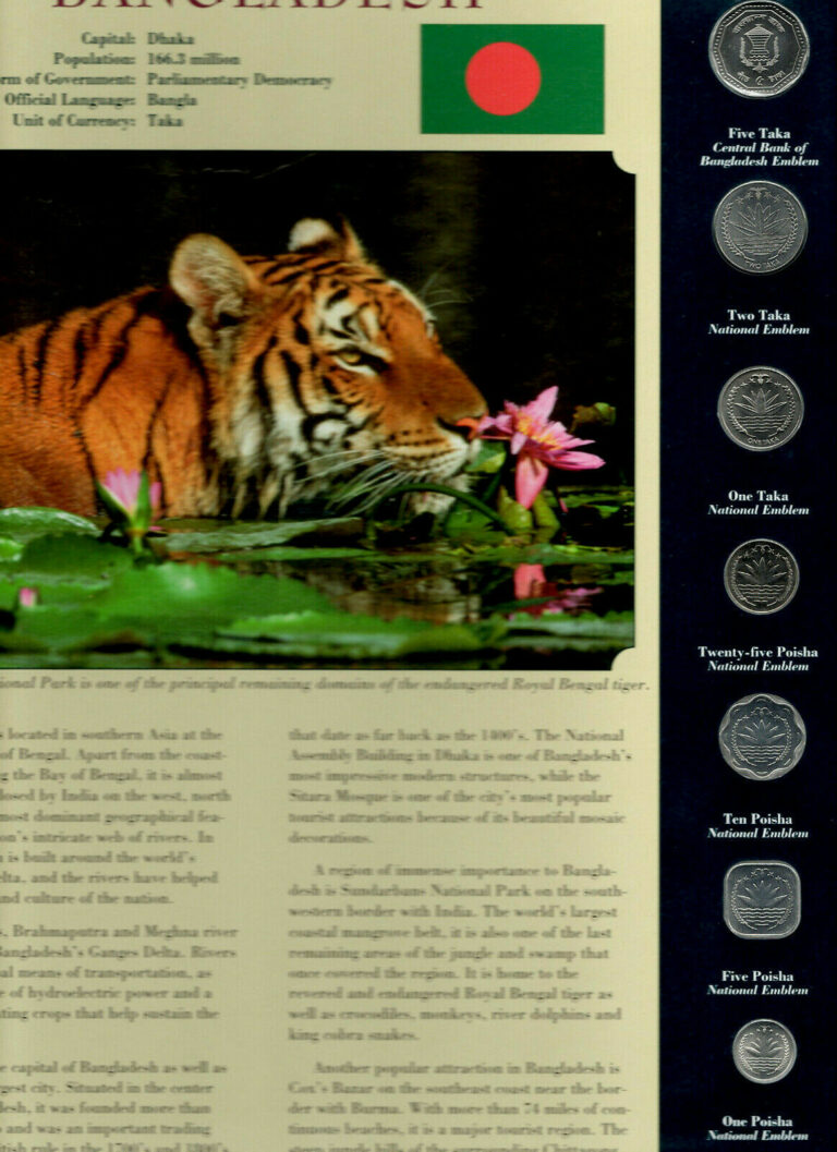 Read more about the article Coins from Around the World Bangladesh 7 coin set BU UNC 1974-2013 5 Taka 1994