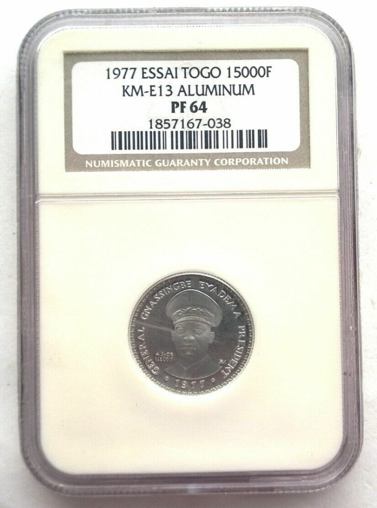 Read more about the article Togo 1977 Eyadema 15000 Francs NGC Essai Coin Mtg only 25pcs Rare
